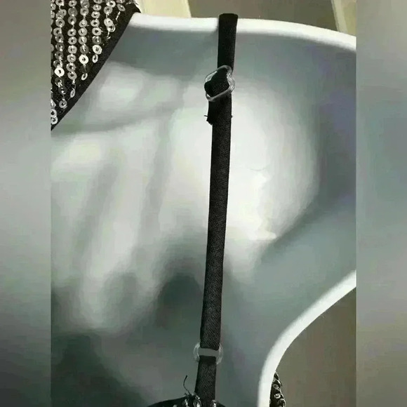 Jaidi Sequins Asymmetrical Top in Silver (494) - Picture 8 of 11